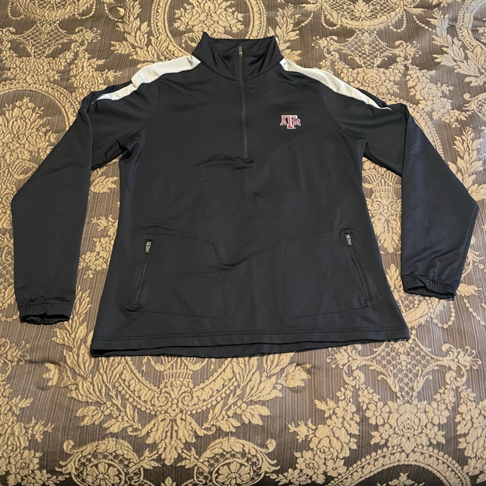 Women's Antigua Heather Black Texas A&M Aggies Quarter-Zip Top Size M Pre Owned